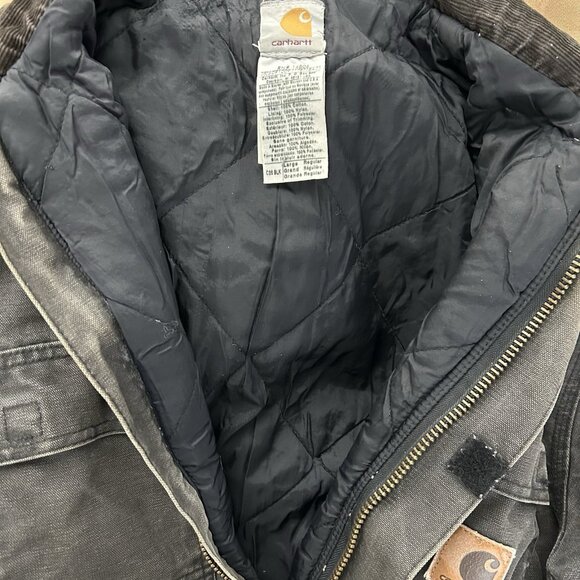 Y2K Carhartt C26 Sz Large BLK Arctic Detroit Jacket Black Quilted Vintage Chore - Picture 12 of 16